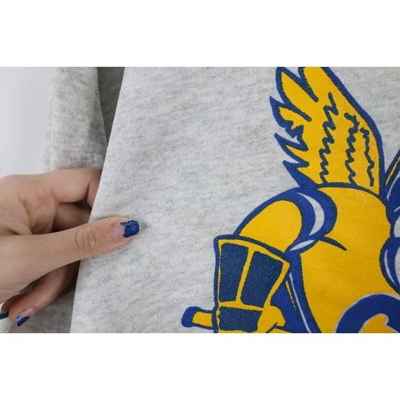 Vintage 80s Mens XL Distressed Minnesota Fighting Saints Hockey Sweatshirt USA